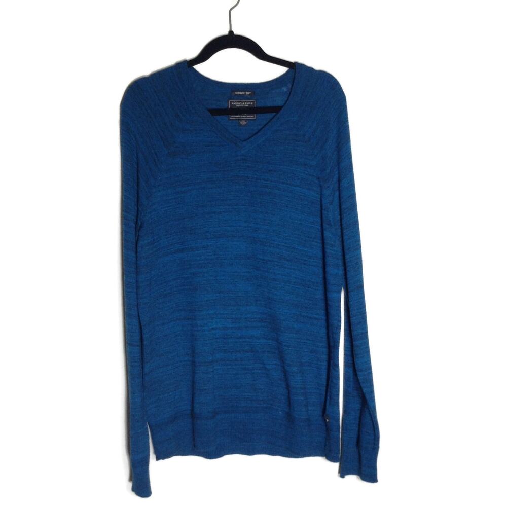 American Eagle Seriously Soft Men's Large V-Neck Sweater Space blue Layering